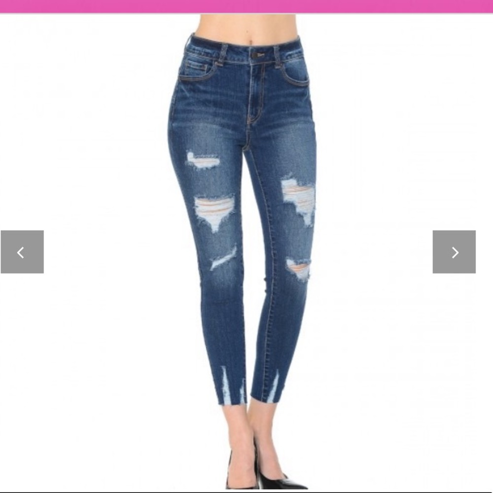 WAX JEAN PUSH-UP HIGH RISE DESTRUCTED COTTON-RAYON ANKLE SKINNY